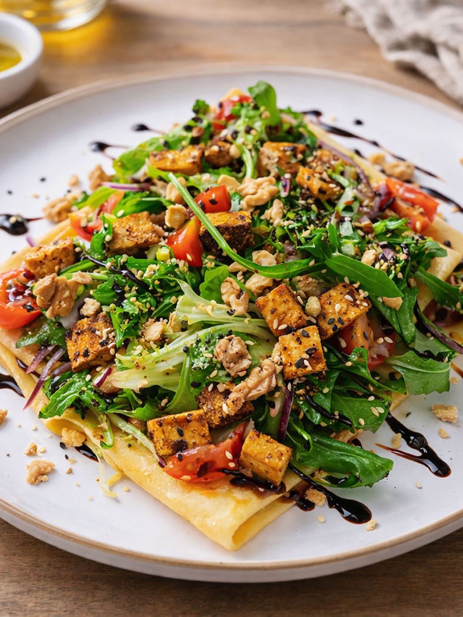 Naleśnik z tofu i mixem sałat